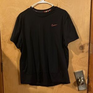 Nike Men's Black Tee with Red Swoosh
